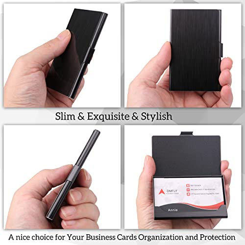 DMFLY Business Card Holder, Slim Business Card Case for Men & Women, Pocket Metal Card Case, Professional Stainless Steel Business Card Holders, Purse Name Card Holder, Buckle Style Shut, Black