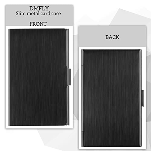 DMFLY Business Card Holder, Slim Business Card Case for Men & Women, Pocket Metal Card Case, Professional Stainless Steel Business Card Holders, Purse Name Card Holder, Buckle Style Shut, Black