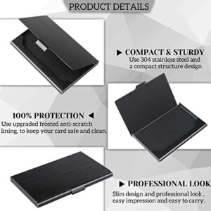 DMFLY Business Card Holder, Slim Business Card Case for Men & Women, Pocket Metal Card Case, Professional Stainless Steel Business Card Holders, Purse Name Card Holder, Buckle Style Shut, Black