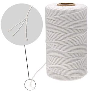 White String,100M/328 Feet Cotton String Bakers Twine,2MM Kitchen Cooking String Twine,Cotton Butcher's Twine String for Meat and Roasting,Packing String for DIY Crafts and Gift Wrapping,Garden Twine