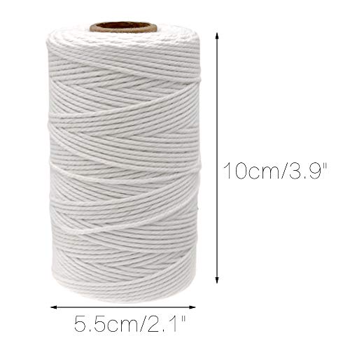 White String,100M/328 Feet Cotton String Bakers Twine,2MM Kitchen Cooking String Twine,Cotton Butcher's Twine String for Meat and Roasting,Packing String for DIY Crafts and Gift Wrapping,Garden Twine