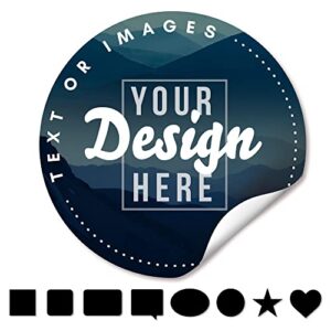 custom stickers for business logo 25+ qty – vinyl personalized stickers labels with text and image or photo – customized logo labels for packaging, wedding favors, office, parties – make your own