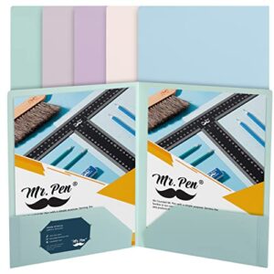 Mr. Pen- Plastic Folders with Pockets, 5 pcs, Muted Pastel Colors, Pocket Folders, 2 Pocket Plastic Folders, File Folders with Pocket, Plastic Pocket Folder