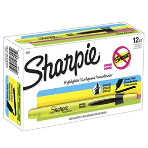 sharpie retractable highlighters, chisel tip, fluorescent yellow, 12 count