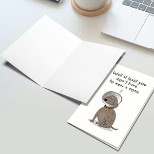 Funny Get Well Soon Card Gift, Humor Speedy Surgery Recovery Card for Him Her Friends, At Least You Don't Have to Wear A Cone