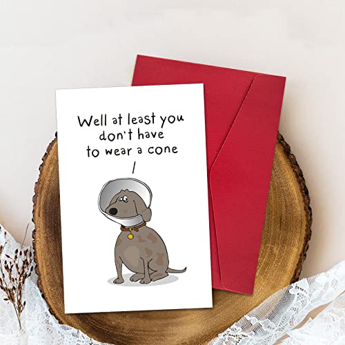 Funny Get Well Soon Card Gift, Humor Speedy Surgery Recovery Card for Him Her Friends, At Least You Don't Have to Wear A Cone
