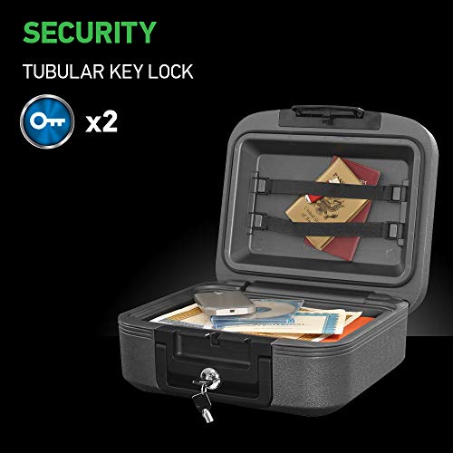 SentrySafe Fireproof and Waterproof Safe Box with Key Lock, Fire and Water Chest Safe for Valuables, 0.28 Cubic Feet, 6.6 x 15.4 x 14.3 Inches, CHW20221