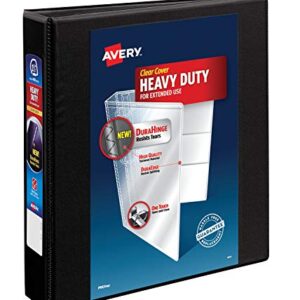 Avery Heavy Duty View 3 Ring Binder, 1.5" One Touch EZD Ring, Holds 8.5" x 11" Paper, 1 Black Binder (79695)