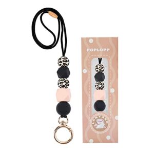 poplopp teacher lanyards for id badges and keys, cute silicone beaded lanyard for women nurse employees students