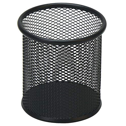 Black Pen Holder Cup for Desk, Pencil Cup Holder, Black Wire Mesh Pen Cup for Desk Office Pen Organizer