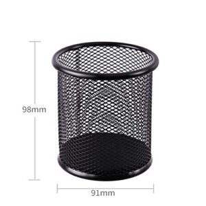 Black Pen Holder Cup for Desk, Pencil Cup Holder, Black Wire Mesh Pen Cup for Desk Office Pen Organizer