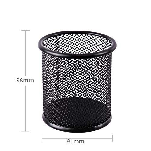 Black Pen Holder Cup for Desk, Pencil Cup Holder, Black Wire Mesh Pen Cup for Desk Office Pen Organizer