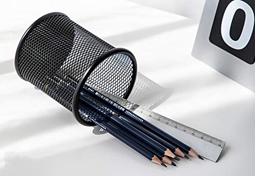 Black Pen Holder Cup for Desk, Pencil Cup Holder, Black Wire Mesh Pen Cup for Desk Office Pen Organizer