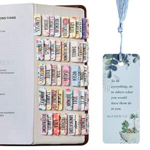 laminated bible tabs, bible journaling supplies, personalized bible tabs for women and girl, 90 bible index tabs in total, 66 bible tabs for old and new testament, additional 24 blank tabs