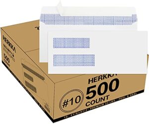 500#10 double window security business mailing envelopes – perfect size for multiple business statements, quickbooks invoices, and return envelopes – number 10 size 4-1/8 x 9-1/2 – white – 24 lb
