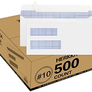 500#10 Double Window Security Business Mailing Envelopes - Perfect Size for Multiple Business Statements, Quickbooks Invoices, and Return Envelopes - Number 10 Size 4-1/8 x 9-1/2 - White - 24 LB