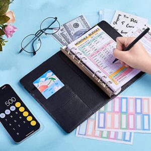 Bienbee Budget Binder, A6 Binder with Zipper Envelopes Money Organizer for Cash Budget Planner with Cash Envelopes for Saving for Girls Women, Golden Sun Moon