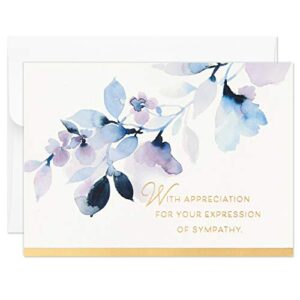 Hallmark Funeral Thank You Cards Assortment, Watercolor Flowers (50 Thank You for Your Sympathy Cards with Envelopes)