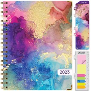 hardcover 2023 planner: (november 2022 through december 2023) 8.5″x11″ daily weekly monthly planner yearly agenda. bookmark, pocket folder and sticky note set (rainbow gold marble)