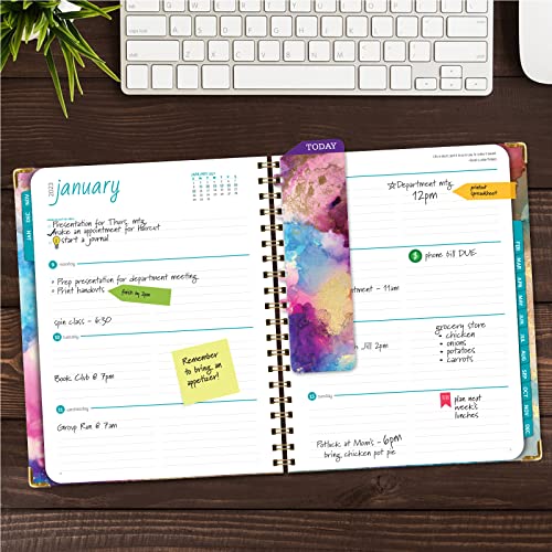 HARDCOVER 2023 Planner: (November 2022 Through December 2023) 8.5"x11" Daily Weekly Monthly Planner Yearly Agenda. Bookmark, Pocket Folder and Sticky Note Set (Rainbow Gold Marble)