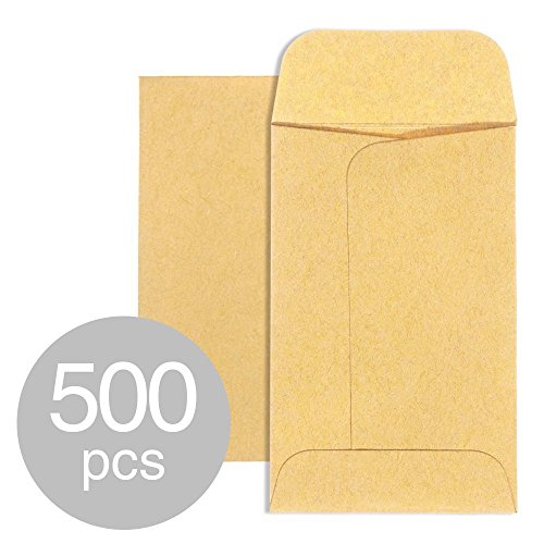 Acko #1 Coin and Small Parts Envelopes 2-1/4 x 3-1/2 Brown Kraft Envelopes with Gummed Flap for Home Office Garden 500pcs