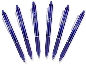 pilot frixion clicker retractable erasable gel pens, fine point, blue ink (6)