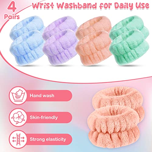 Maiqufa 8 Pcs Wrist Spa Washband, Microfiber Wrist Wash Towel Band Wristbands for Washing Face Absorbent Wristbands Wrist Sweatband for Women Girls Prevent Liquid from Spilling Down Your Arms