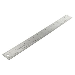 officemate classic stainless steel metal ruler, 15 inches with metric measurements, silver, 15 l x 1.25 w (66612)