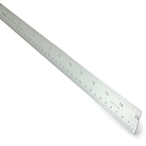 Officemate Classic Stainless Steel Metal Ruler, 15 inches with Metric Measurements, Silver, 15 L x 1.25 W (66612)