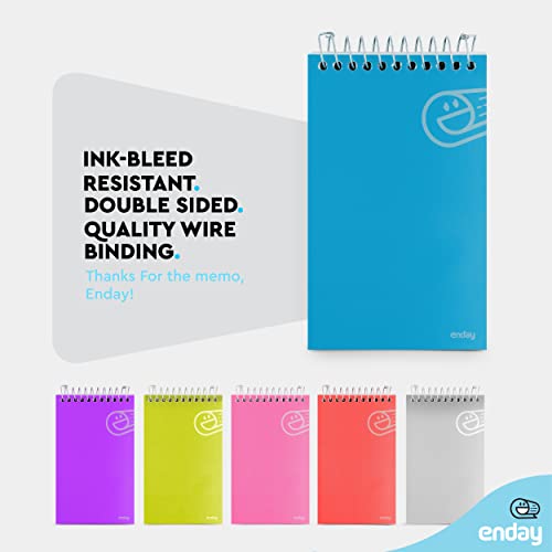 Enday Pocket Notebook, Small Notebooks 3 x 5 Top Bound Small Spiral Notebooks, Memo Pad for Home Office Accessories, 75 Sheets, Mini Notepad in Pink, Purple, Green, Blue, Red, Grey (6 Pack)