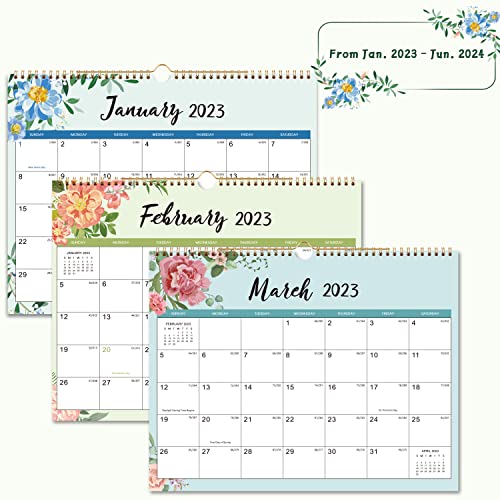 Calendar 2023-2024 - Wall Calendar 2023-2024, January 2023 to June 2024, 14.8 x 11.4 Inches, 18 Months Calendar with Ample Blank Blocks and Julian Dates, Perfect 2023-2024 Calendar for Easy Planning