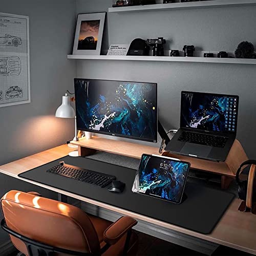 ETZ Large Gaming Mouse Pad,31.5 x 11.8 × 0.12 in with Stitched Edges,Extended Mousepad,Durable Non-Slip Natural Rubber Base,Washable Keyboard Pad,Desk Pad for Gamer,Office & Home,Black