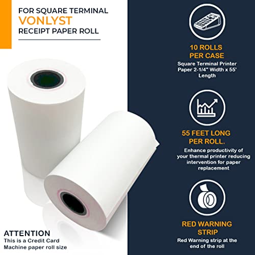 Vonlyst Receipt Paper Roll for Square Terminal Credit Card Machine (10 rolls)