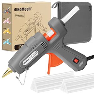 romech full size hot glue gun with 60/100w dual power and 21 hot glue sticks (7/16″), fast preheating heavy duty industrial gluegun with storage case for crafting, diy and repairs (gray)