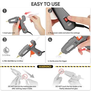 ROMECH Full Size Hot Glue Gun with 60/100W Dual Power and 21 Hot Glue Sticks (7/16"), Fast Preheating Heavy Duty Industrial Gluegun with Storage Case for Crafting, DIY and Repairs (Gray)