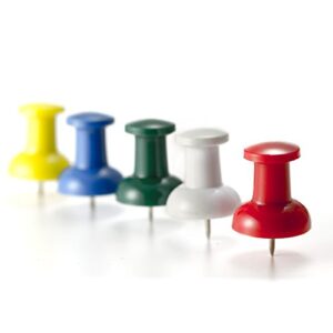 Officemate Giant Push Pins, 1.5" Assorted Colors, 2 Tubs of 12 (92905)