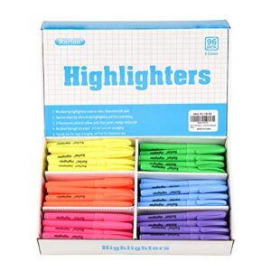 rarlan highlighters, chisel tip, assorted fluorescent, 96 count bulk pack