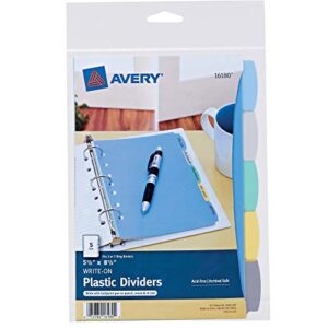 avery 16180 write & erase plastic dividers, 5-tab, 5 1/2 x 8 1/2