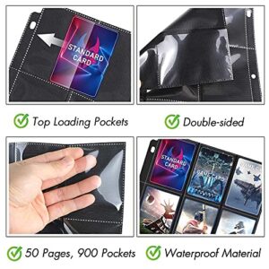 900 Pockets Trading Card Binder Sleeves, Baseball Card Sleeves Fit for Standard Size Sport Cards, Baseball Card Holder for 3 Ring Binder