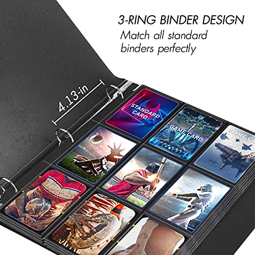 900 Pockets Trading Card Binder Sleeves, Baseball Card Sleeves Fit for Standard Size Sport Cards, Baseball Card Holder for 3 Ring Binder