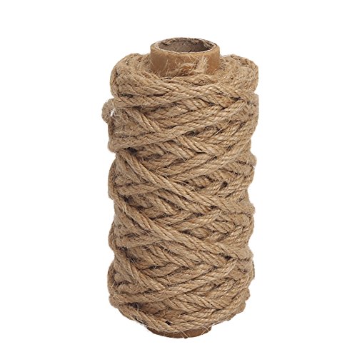 Tenn Well Strong Natural Jute Twine, 4mm Thick 66 Feet Long Jute String Rope Roll for Garden, Arts & Crafts, Home Decor, Packaging