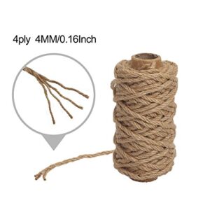 Tenn Well Strong Natural Jute Twine, 4mm Thick 66 Feet Long Jute String Rope Roll for Garden, Arts & Crafts, Home Decor, Packaging