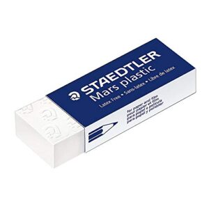 staedtler mars plastic, premium quality vinyl eraser, white, latex-free, age-resistant, minimal crumbling (526 50 bk) 4 count (pack of 1)