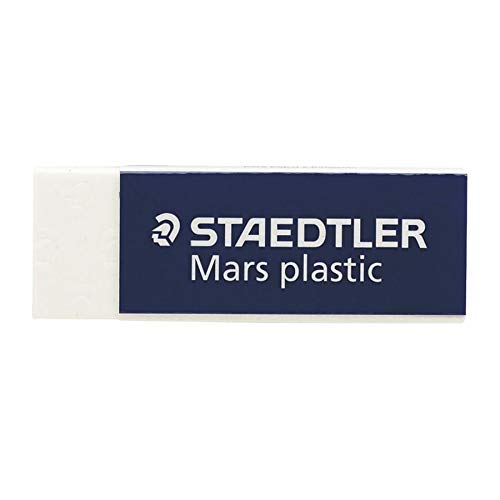 STAEDTLER Mars Plastic, Premium Quality Vinyl Eraser, White, Latex-free, Age-resistant, Minimal Crumbling (526 50 BK) 4 Count (Pack of 1)