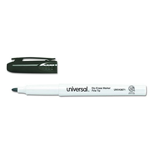 Universal 43671 Pen Style Dry Erase Marker, Fine/Bullet Tip, Black (Pack of 12)