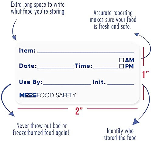MESS Dissolvable Food Labels -200 Removable Food Container Labels - Blank Labels for Food Containers - Dissolvable Food Labels Stickers - Freezer Labels - Bottle Labels, Jars Food Storage Labels 1x2"