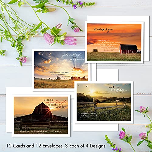 Designer Greetings Faithfully Yours Inspirational Thinking of You Boxed Card Assortment, Heartland Greetings with Biblical Scripture Verses (Box of 12 Greeting Cards with Envelopes)