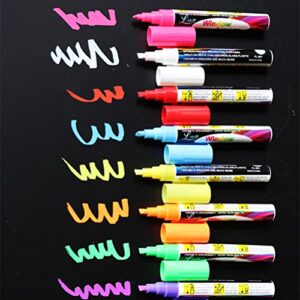 8 pack chalk marker pen dry erase markers 6mm reversible bullet & chisel tip fluorescent markers highlighters for led menu board bistro board ad drawing pop art glass window blackboard whiteboard