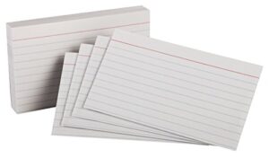 oxford ruled index cards, 3″ x 5″, white, 300 per pack (40149)