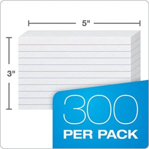 Oxford Ruled Index Cards, 3" x 5", White, 300 Per Pack (40149)